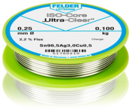 Solder wire, lead-free, SAC (Sn96.5Ag3.0Cu0.5), Ø 0.25 mm, 0.1 kg
