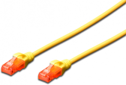 Patch cable, RJ45 plug, straight to RJ45 plug, straight, Cat 6, U/UTP, LSZH, 0.5 m, yellow