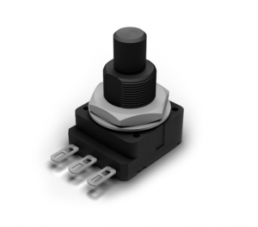 Carbon potentiometer with rotary switch, 1 MΩ, 0.2 W, linear, solder pin, PC16 SH 10IP061AI 1M0