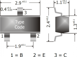 Bipolar junction transistor, NPN, 100 mA, 45 V, SMD, SOT-23, BC850C