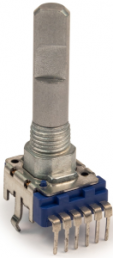 Rotary Metal Shaft Dual-Potentiometer, 10 kΩ, 0.05 W, linear, solder pin, PRS12R-2015S-103B1